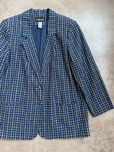 Load image into Gallery viewer, 90s Vintage Navy Plaid Linen Blazer (XL/XXL)