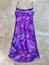 Load image into Gallery viewer, Y2K City Triangles Purple Floral Cowl Neck Midi Dress (M)