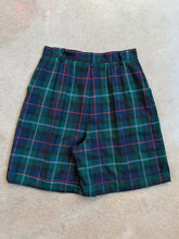Load image into Gallery viewer, Vintage Tartan Plaid Pleat-Front Cuffed Shorts (W29")