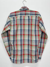 Load image into Gallery viewer, 70s Vintage Frayed Collar Button-Up Plaid Shirt (M)