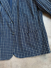 Load image into Gallery viewer, 90s Vintage Navy Plaid Linen Blazer (XL/XXL)