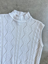 Load image into Gallery viewer, 80s Vintage Russ White Cotton-Ramie Knit Mock Neck Vest Top (L)