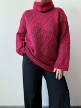 Load image into Gallery viewer, Vintage Carole Little Magenta Mohair Turtleneck Sweater (L)