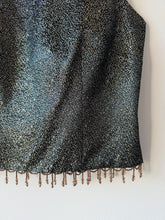 Load image into Gallery viewer, Vintage Metallic Beaded Trim Cropped Sleeveless Blouse (M/L)