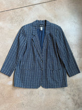 Load image into Gallery viewer, 90s Vintage Navy Plaid Linen Blazer (XL/XXL)