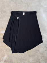Load image into Gallery viewer, Y2K Rhinestone Heart Black Slinky Asymmetric Skirt (L)