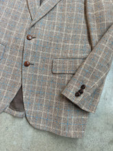 Load image into Gallery viewer, 70s Vintage Neutral Blue Plaid Tweed Sport Coat (M/L)