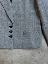Load image into Gallery viewer, Vintage Velvet Collar Check Woven Wool Blazer (L)