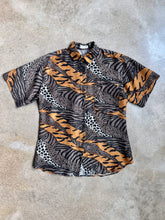 Load image into Gallery viewer, Vintage Robert Stock Animal Print Silk Button-Up Shirt (S)