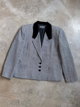 Load image into Gallery viewer, Vintage Velvet Collar Check Woven Wool Blazer (L)