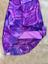 Load image into Gallery viewer, Y2K City Triangles Purple Floral Cowl Neck Midi Dress (M)