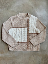 Load image into Gallery viewer, Neutral Cotton Cable Knit Mock Neck Sweater (XL)