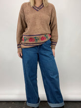 Load image into Gallery viewer, 80s Vintage Doncaster Brown Patterned V-Neck Sweater (M)