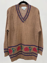 Load image into Gallery viewer, 80s Vintage Doncaster Brown Patterned V-Neck Sweater (M)