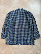 Load image into Gallery viewer, 90s Vintage Navy Plaid Linen Blazer (XL/XXL)