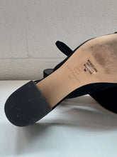 Load image into Gallery viewer, Ann Taylor Chain Detail Black Suede Slingback Heels (US 8)