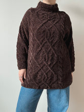 Load image into Gallery viewer, 90s Vintage Express Brown Chenille Hand-Knit Sweater (M)