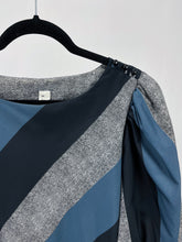 Load image into Gallery viewer, Vintage Striped Puff Sleeve Belted Dress (M/L)