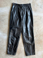 Load image into Gallery viewer, 80s Vintage Laurice Black Pleated Leather Trousers (W28")