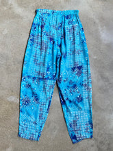 Load image into Gallery viewer, 80s Vintage Pier 1 Blue Tie-Dye Multi-Pattern Pants (M)