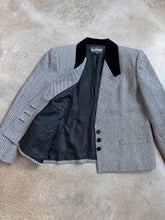 Load image into Gallery viewer, Vintage Velvet Collar Check Woven Wool Blazer (L)