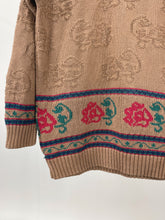 Load image into Gallery viewer, 80s Vintage Doncaster Brown Patterned V-Neck Sweater (M)