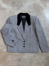 Load image into Gallery viewer, Vintage Velvet Collar Check Woven Wool Blazer (L)