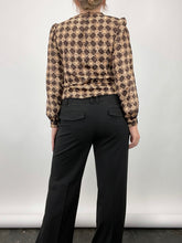 Load image into Gallery viewer, Vintage Satin Printed Puff Sleeve Blouse (S)