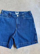 Load image into Gallery viewer, 90s Vintage Dark Wash Denim Shorts (W28”)