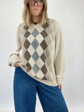 Load image into Gallery viewer, Neutral Argyle V-Neck Sweater (XL)