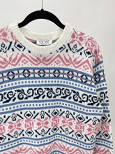 Load image into Gallery viewer, Vintage Rose Pink & Purple Patterned Crewneck Sweater (S/M)