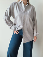 Load image into Gallery viewer, Nordstrom Neutral Houndstooth Cotton Button Down Shirt (S)