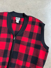 Load image into Gallery viewer, 90s Vintage Red Plaid Fleece Vest (L)