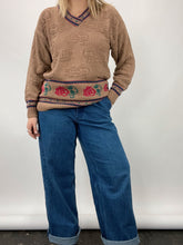 Load image into Gallery viewer, 80s Vintage Doncaster Brown Patterned V-Neck Sweater (M)