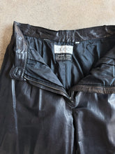 Load image into Gallery viewer, 80s Vintage Laurice Black Pleated Leather Trousers (W28")