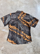 Load image into Gallery viewer, Vintage Robert Stock Animal Print Silk Button-Up Shirt (S)