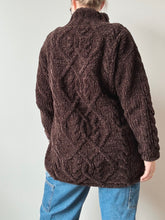 Load image into Gallery viewer, 90s Vintage Express Brown Chenille Hand-Knit Sweater (M)
