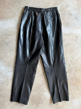 Load image into Gallery viewer, 80s Vintage Laurice Black Pleated Leather Trousers (W28")