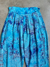 Load image into Gallery viewer, 80s Vintage Pier 1 Blue Tie-Dye Multi-Pattern Pants (M)
