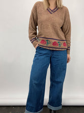 Load image into Gallery viewer, 80s Vintage Doncaster Brown Patterned V-Neck Sweater (M)