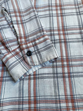 Load image into Gallery viewer, Vintage White Plaid Lightweight Button-Up Shirt (XXL)
