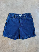 Load image into Gallery viewer, 90s Vintage Dark Wash Denim Shorts (W28”)