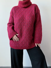 Load image into Gallery viewer, Vintage Carole Little Magenta Mohair Turtleneck Sweater (L)