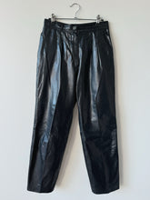 Load image into Gallery viewer, 80s Vintage Laurice Black Pleated Leather Trousers (W28")