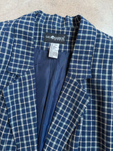 Load image into Gallery viewer, 90s Vintage Navy Plaid Linen Blazer (XL/XXL)