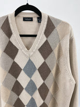 Load image into Gallery viewer, Neutral Argyle V-Neck Sweater (XL)