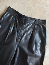 Load image into Gallery viewer, 80s Vintage Laurice Black Pleated Leather Trousers (W28")