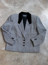 Load image into Gallery viewer, Vintage Velvet Collar Check Woven Wool Blazer (L)