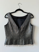 Load image into Gallery viewer, Vintage Metallic Beaded Trim Cropped Sleeveless Blouse (M/L)