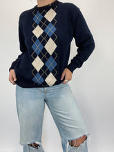 Load image into Gallery viewer, Navy Argyle Crew Sweater (M)
